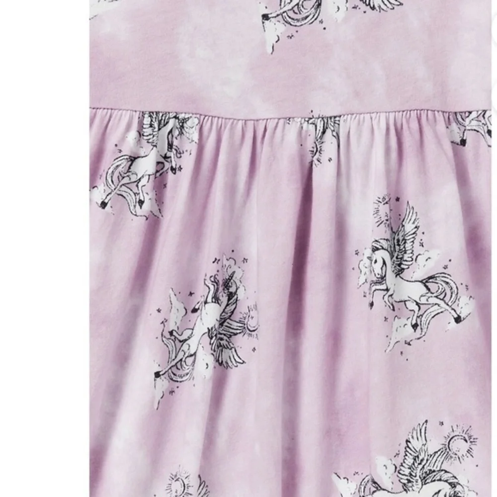 Little girl lavender purple unicorn print‎ short sleeve play dress Size XS (4-5)